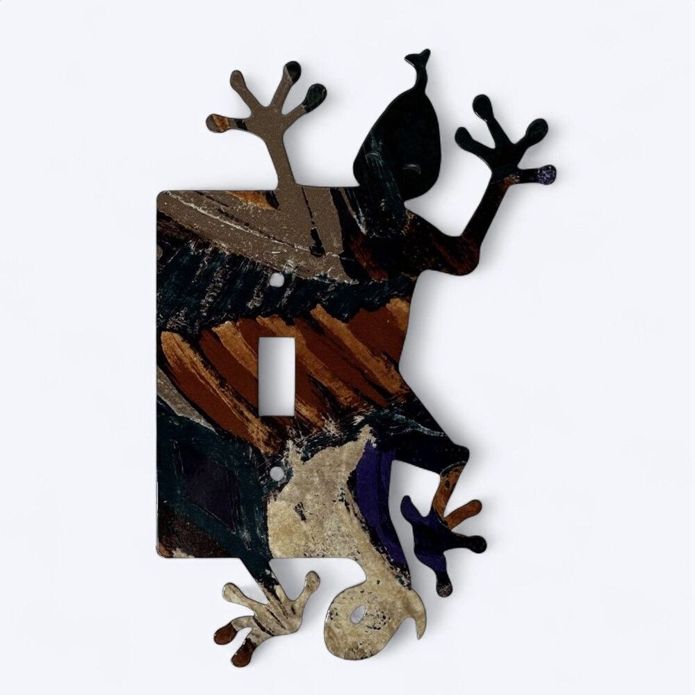 Southwestern Gecko Lizard Single Light Switch Plate Cover Metal Reversible